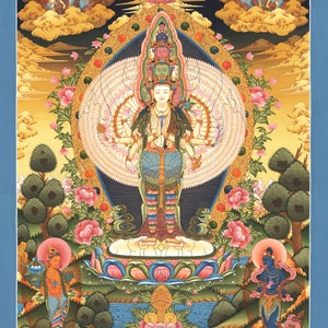 Thangka Chenresig Top Drucke Avalokiteshvara Tibet Buddha Nepalbuddha T01 Bild 1