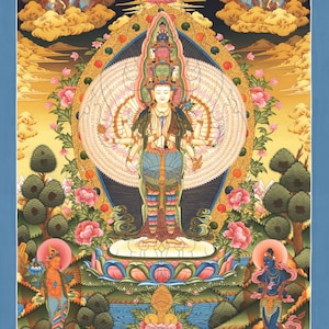 Thangka Chenresig &quot;Top Prints&quot; Avalokiteshvara Tibet Buddha Nepalbuddha T01
