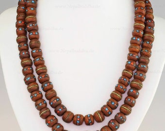 Mala chain Bodhi tree seeds, 108 beads (12 mm), meditating and practicing, Buddhism, handmade, gift, Nepal, Brown, Buddha 30