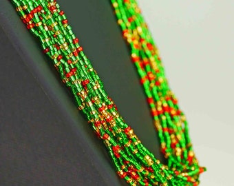 Necklace Green Colorful, Pearls, India, Gift, Opulent, Happiness, Conspicuous, Red, Yellow, Handmade, Pearl Strands, Girlfriend, Mother, 113e