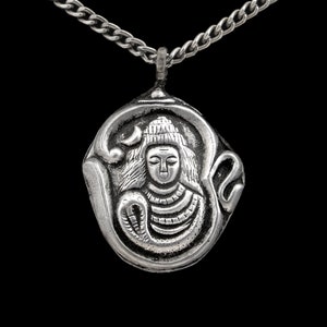 Silver Shiva pendant made of brass lucky charm talisman gift