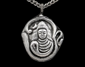 Silver Brass Shiva Pendant Lucky Charm Talisman Gift