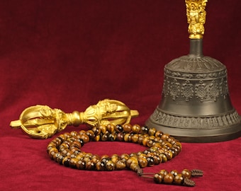 タイガーアイ宝石108玉ネックレス：手作りの仏教数珠 - Etsy 日本