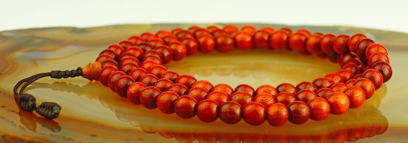 Mala chain rosewood, 108 pearls, red brown, Buddhism Buddha, handmade, meditation, clarity, mindfulness, gift, prayer chain 126b image 1