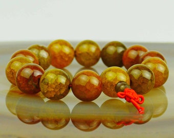 Bracelet Moss Agate Size (14 mm) Stainless Steel ball 87