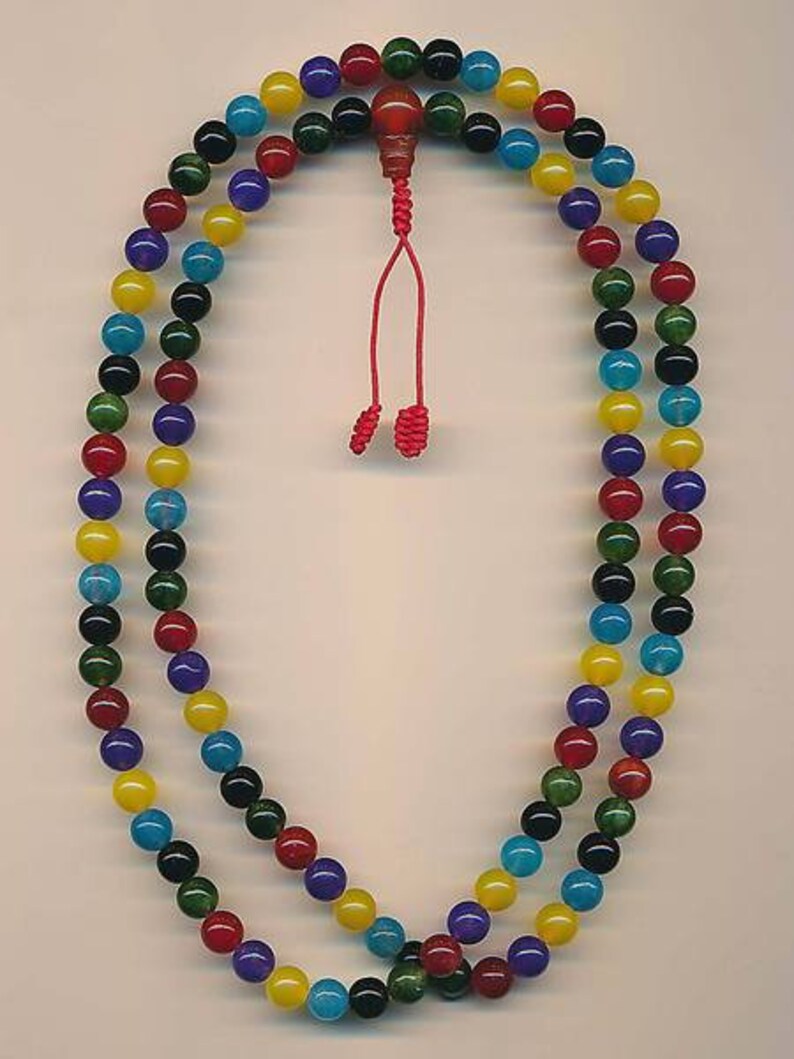 Mala collier de pierre, rose vert bleu agate jaune bleu gris pierres, art déco, cadeau, dames, mix, bohémien, folklore 83d image 1