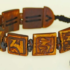 Bone bracelet Buddha square brown s42