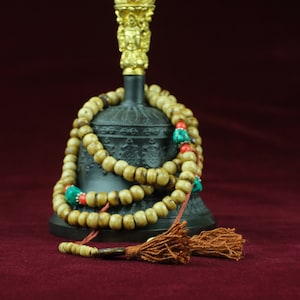 Mala Buddhist Prayer Beads 108 Beads (9 mm) Buddhism Buddha Meditation Yoga Necklace Brown Turquoise Red Counter Handmade Red Tassel