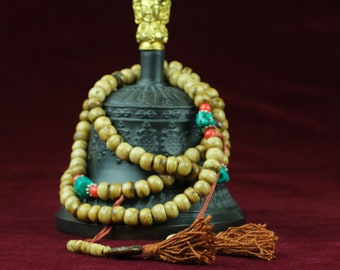 Mala Buddhist Prayer Chain 108 Pearls (9 mm) Buddhism Buddha Meditation Yoga Chain Brown Turquoise Red Counter Handmade Red Tassel