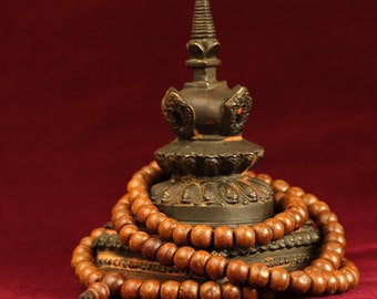 Mala Bodhi Buddhist Prayer Chain 12-12.5mm Seeds 108 Pearls Brown Meditation, Buddhism, Gift Sacred, Tree Seeds, Handmade, Nepal