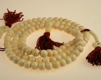 Collar de hueso blanco Mala108 perlas nobles, dos contadores, perla de gurú y estupa, meditar, regalo, hecho a mano,Budismo, Buda, Nepal 55