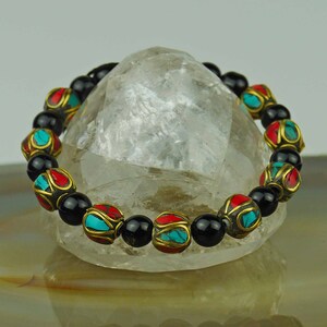 Laiton dOnyx noir bracelet turquoise rouge 124 image 3