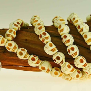 White Skull Mala Necklace Handmade Stoneware, 108 Skulls, Meditation and Practice, Detailed Work, Gift, Nepal 123e