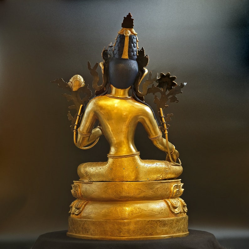 Grüne Tara Statue Buddha Top Qualität Buddhismus Nepal 15 Kg Bild 7