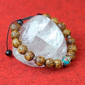 Bracelet with 15 Bodhi tree seeds (10-11mm) men jewelry Nepal s70