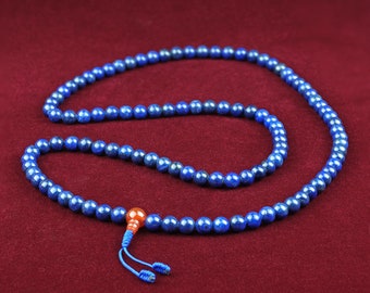 Mala Buddhistische Gebetskette Lapis Lazuli Edelstein Karneol Blau Halskette 108 Perlen 8mm Meditation Rot Geschenk Damen Herren Buddhismus