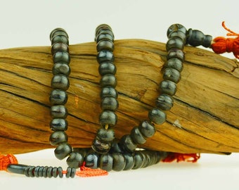 Black Bones Mala Red Buddhism Buddha 108 Counter Meditation Chain 123f