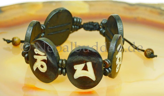 Top Armband Oval Buddha Mantra Scheiben Handarbeit Nepal s25