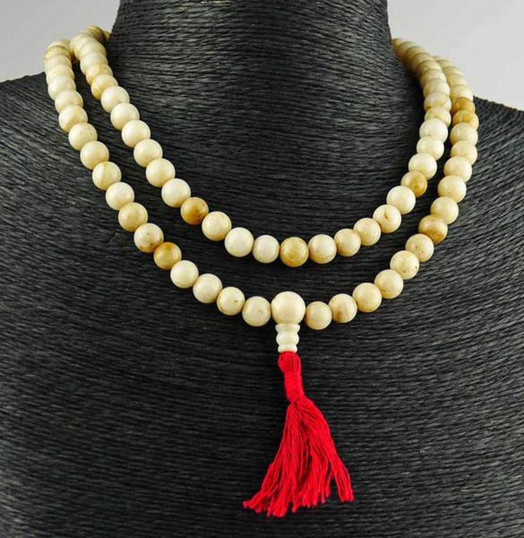 Shell Maala White Shell Mala Necklace, 108 Pearls, Buddhist Necklace, Meditation ...