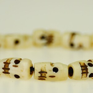 bracelet pearls skull skull steampunk buddhism gift men bone white nepal rocker skull hand carved handmade beige s57 image 2