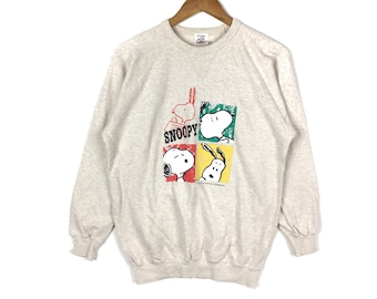 Vintage Peanuts Snoopy Sweatshirt: Big Logo Cartoon Jumper (M)