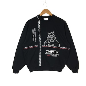 SIMPSON Sweatshirt Simpson Sporty Brand Crewneck Australia Sports and Leisure Big Logo Embroidery Black Colour Large Size Pullover Jumper