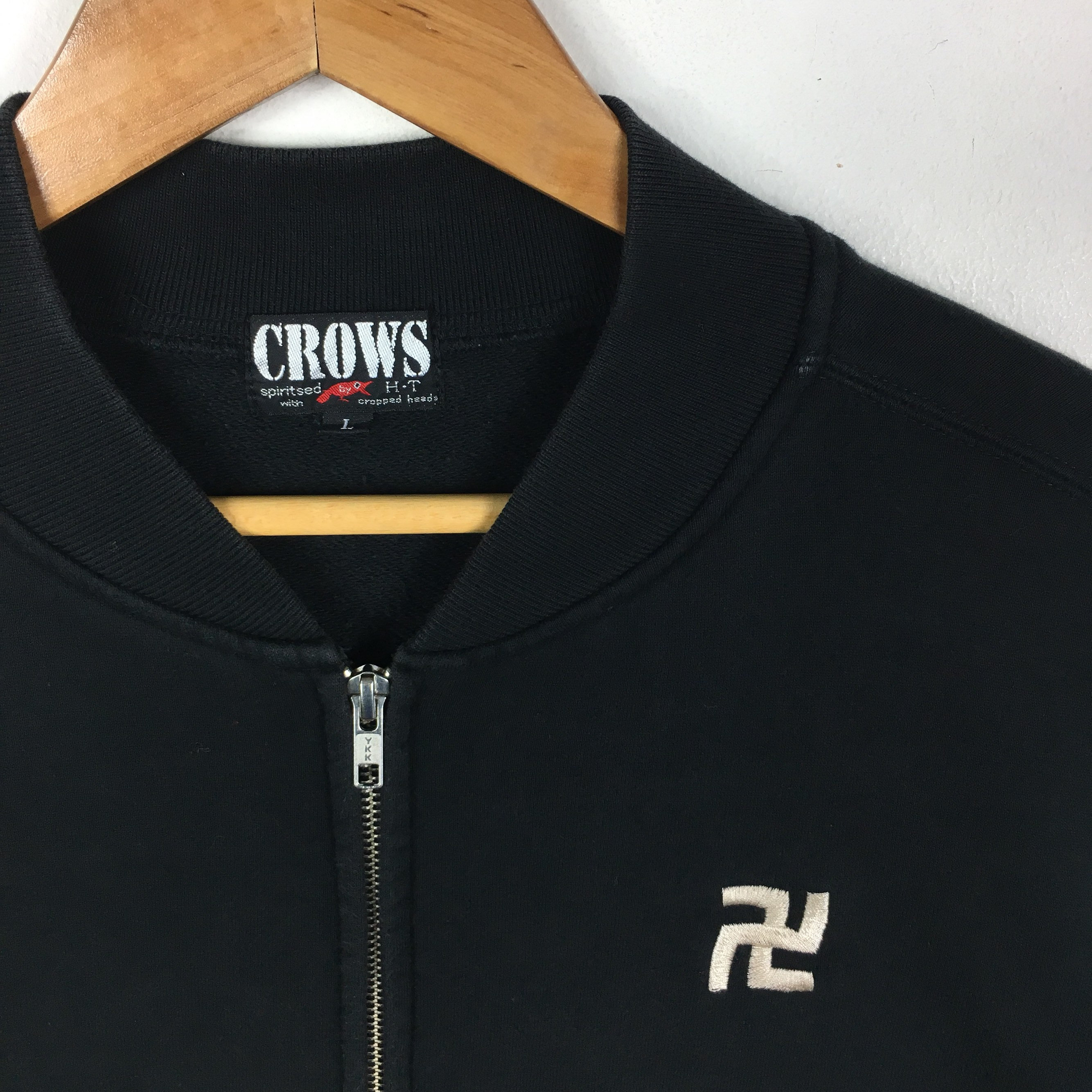 Crows X Cropped Head Skull for Life Zipper Sweatshirt Manji
