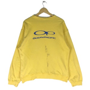 Vintage 90s Ocean Pacific Surf Surfing Hawaii Crewneck Yellow Colour Sweatshirt Medium Size