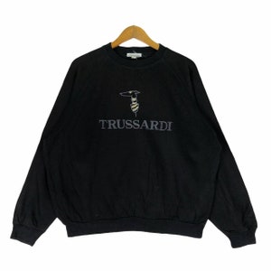 TRUSSARDI Sweatshirt Trussardi Big Logo Spellout Black Colour Pullover Medium Size Jumper Designer Branded Swag