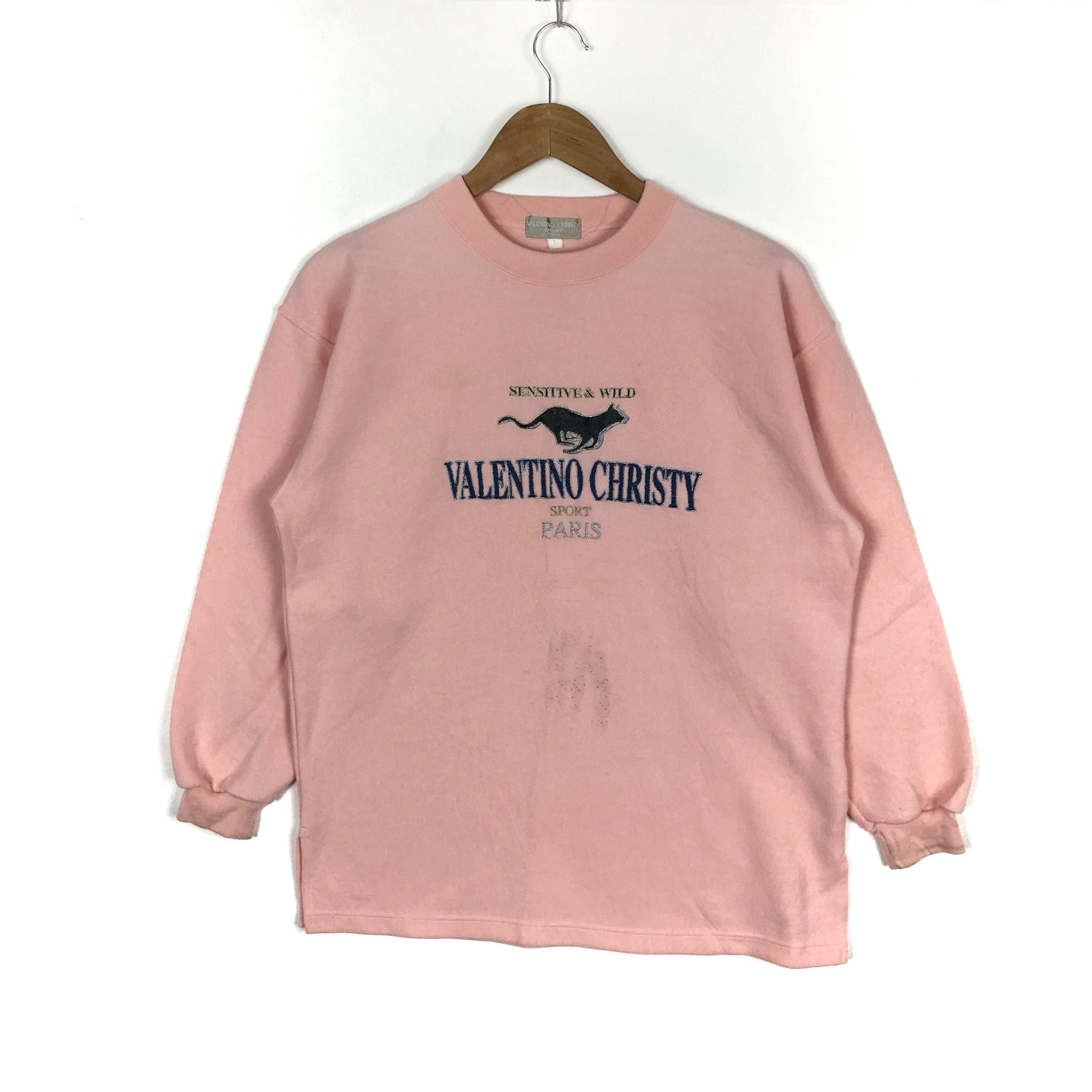 Vintage Valentino Christy Sweatshirt: Pink Paris Pullover, Size L