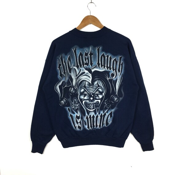 Vintage 90s Joker Way Of Life Sweatshirt The Last Laugh Is Mine Crewneck Blue Colour Large Size Jumper