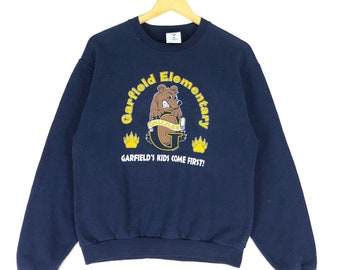 Vintage 90s Garfield Cartoon Elementary Jerzees Crewneck Sweatshirt Size Small