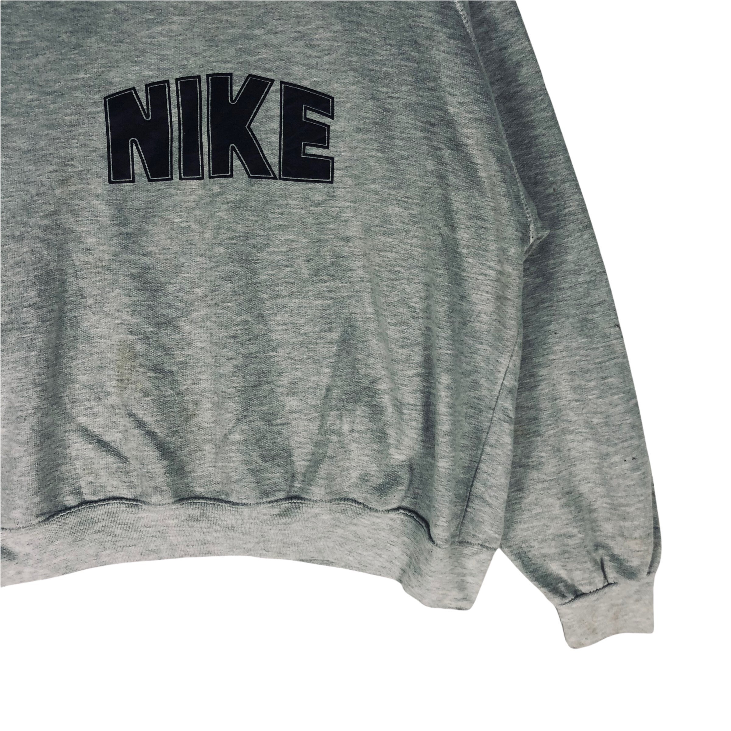 Vintage 90s Nike Swoosh Spellout Sportswear Grey Colour Pullover 