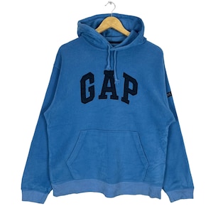 Gap Fleece Spellout Hoodie Sweatshirt Crewneck Sweater Blue Colour Size Medium