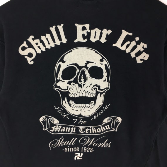 Crows X Cropped Head Skull for Life Zipper Sweatshirt Manji