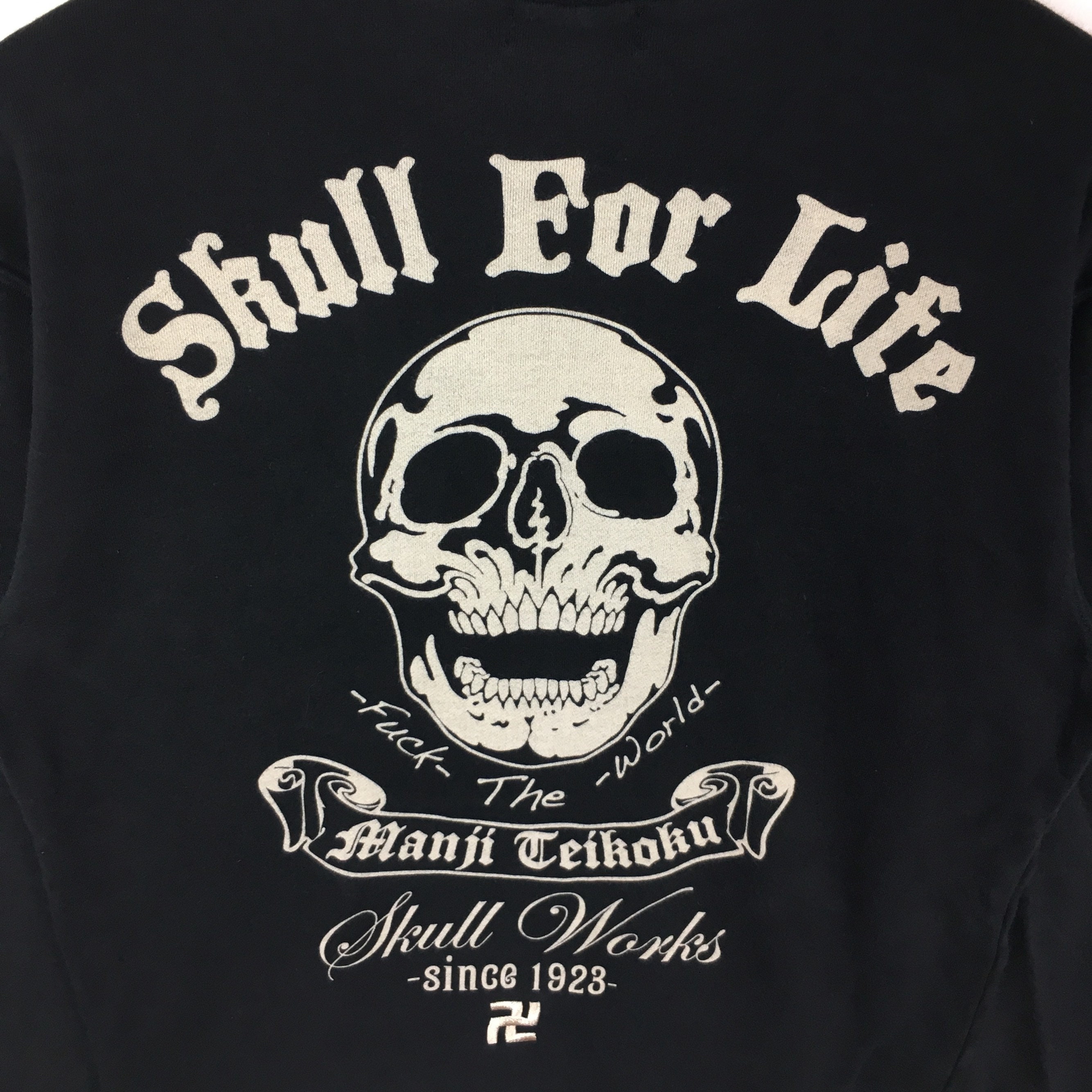 Crows X Cropped Head Skull for Life Zipper Sweatshirt Manji