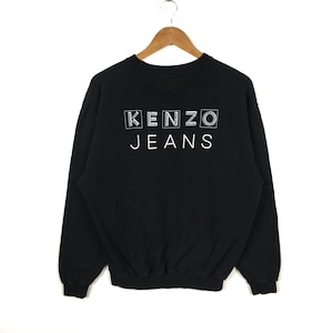 Sudadera vintage de cuello redondo negra de KENZO JEANS: logotipo grande con hechizos