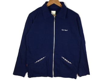Vintage Karl Helmut Zip-Up Sweater - Blue Japanese Designer Jacket (M)
