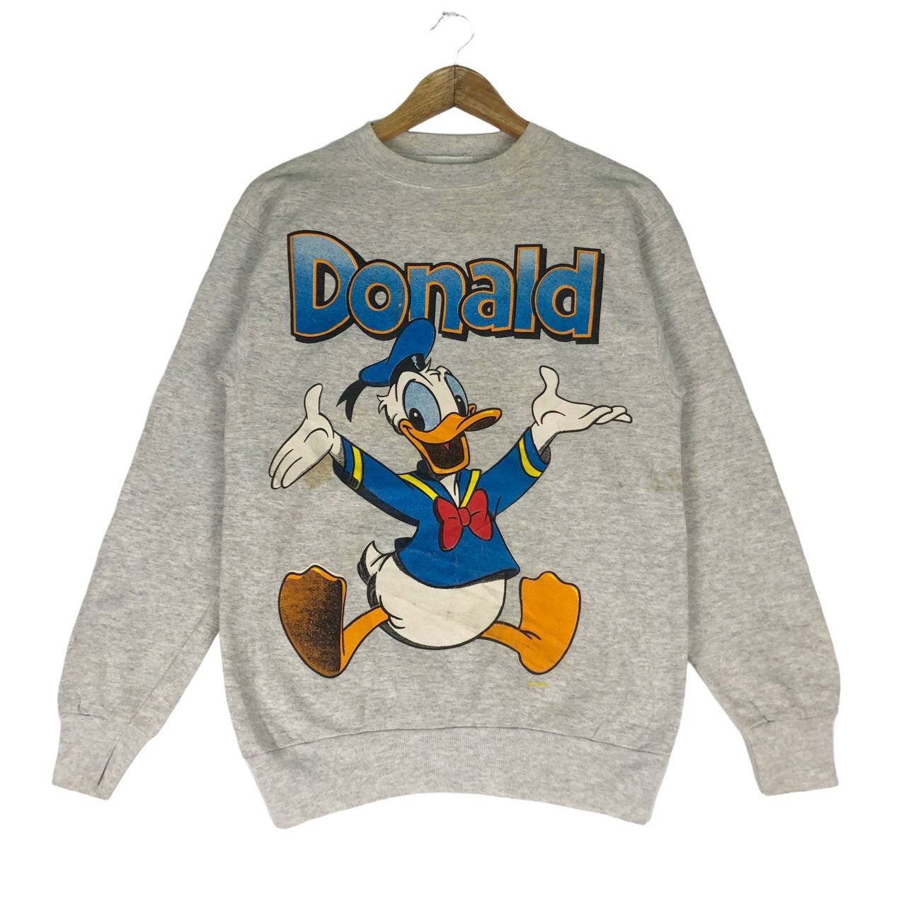 Vintage 90s DONALD DUCK Big Logo Sweatshirt Grey Colour