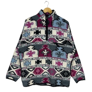 Patina Club Surf Snow native art fleece Half Ziper