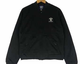 Agnes B Paris Zip Sweatshirt - Black Cotton Sweater - Women's XL
