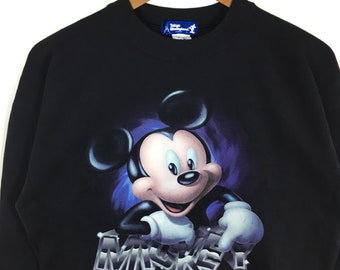 Vintage 90s Mickey Mouse Sweatshirt: Tokyo Disneyland Black Pullover (L)
