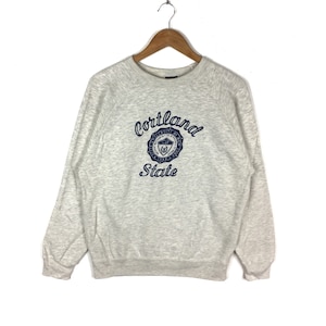 Felpa vintage anni &#39;90 University of New York con grande logo Spellout Pullover Jumper State Portland regalo di laurea