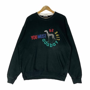 Adabar Sweatshirt Crewneck Black Colour Big Logo Dog Activewear Printed Spell Out Pullover Jumper Medium Size