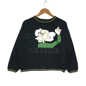 Icestein Parody Albert Einstein Physicist Crewneck Sweatshirt Big Logo Pop Art Math Calculation Black Colour Medium Size Pullover Jumper
