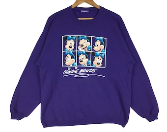 Sudadera vintage de Minnie Mouse de los 90: cuello redondo con logo grande y diseño pop art