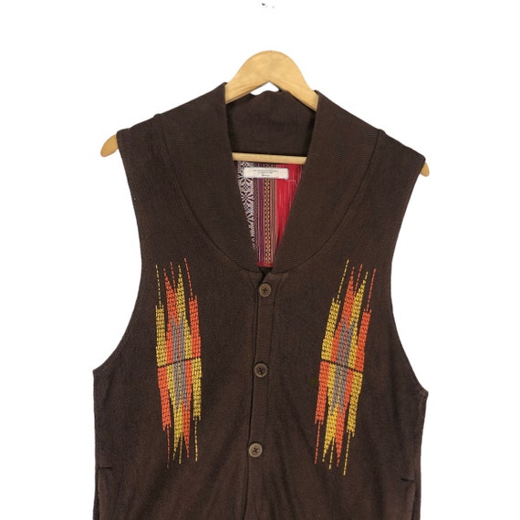 Vintage QUASH Native Mexican Vest jacket Designer Bro… Gem