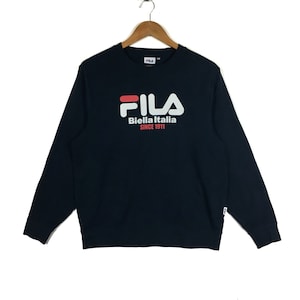 FILA Sweatshirt Fila Biela Italia Pullover Jumper Spellout Crewneck Sweater Streetwear Sportswear Hip Hop Swag Lo Life Medium