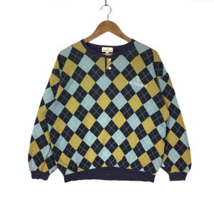 Vintage 90s TRUSSARDI Multicolour Sweatshirt Trussardi Small Logo Embroidery Pullover Medium Size Casual Streetwear Clothing