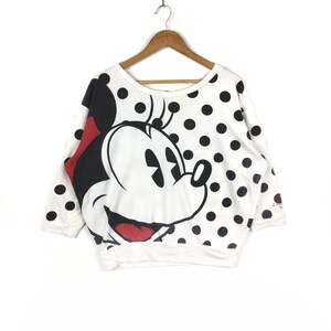 MICKEY MOUSE Sweatshirt Big Logo Crewneck Pop Art Design Polkadot Mickey Grey Pullover Jumper Comedy Funny Cartoon Fantasy Gift